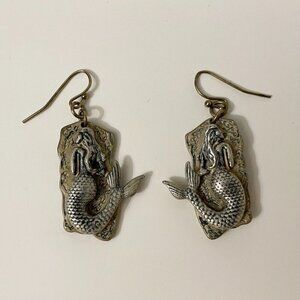 Vintage Mermaid Metal Hook Earrings